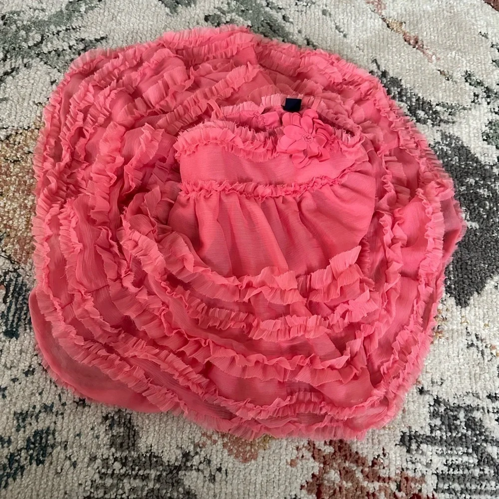 Like new Baby Gap 18-24 Months Girl Pink Passion Tulle Tier Ruffle Dress